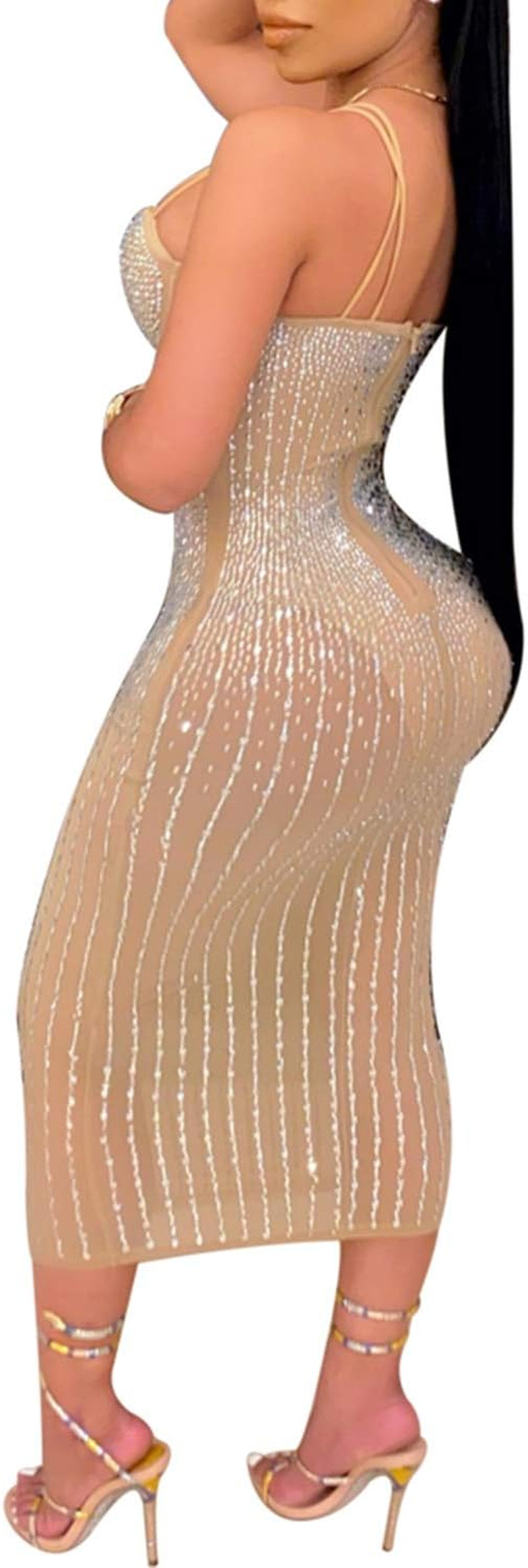 Elegant Long Sleeve Birthday Dress with Diamond Accents for Night Out and Special Occasions