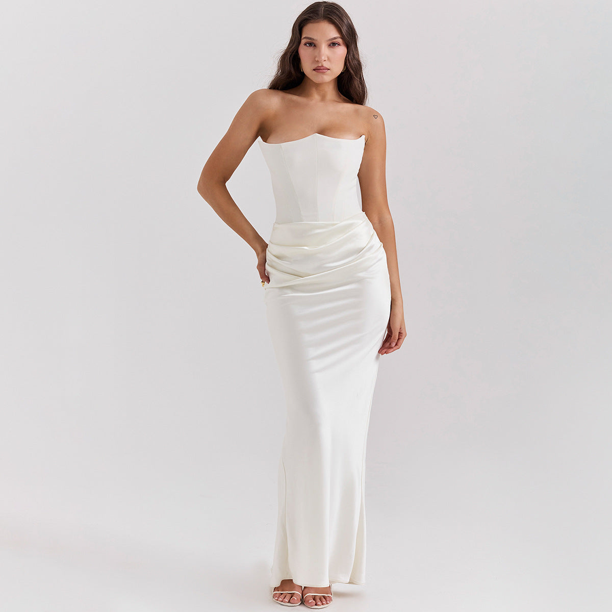 Elegant Backless Bandeau Tube Maxi Dress Evening Events Womens Fashion Gown Timeless