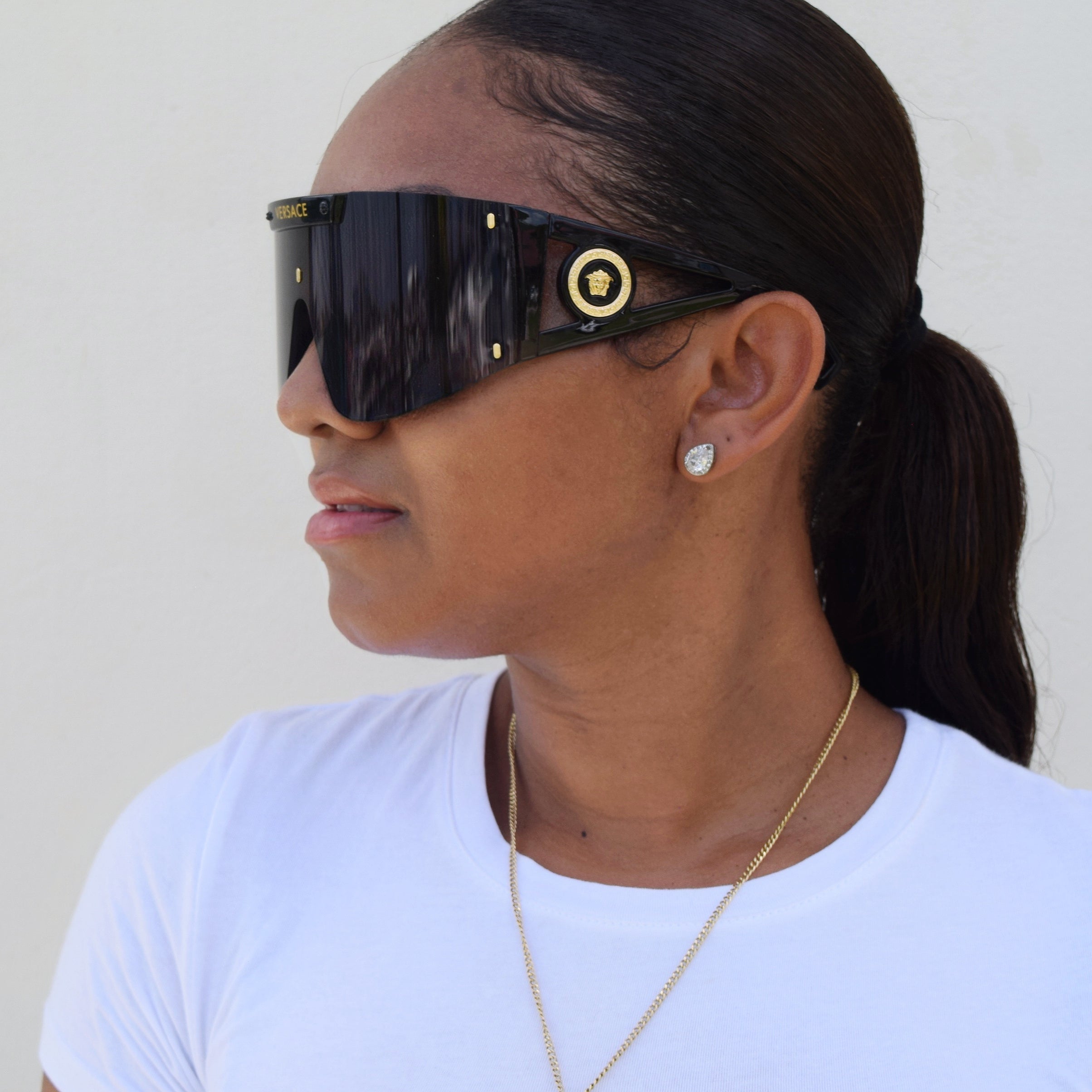 Oversized Shield Sunglasses with Gradient Lenses
