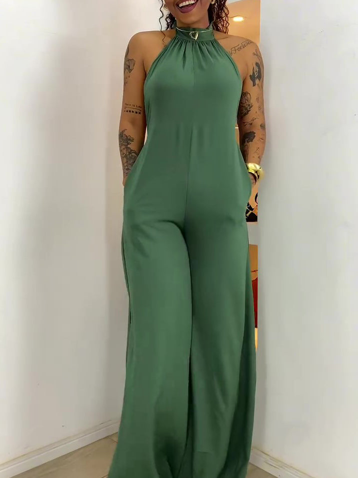 Elevate Luxe Backless Halter Neck Jumpsuit For Day To Night Elegance And Everyday Confidence