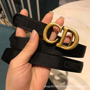 Premium Slim Monogram Buckle Belt For Women Ultra Thin Fashion Accessory Statement