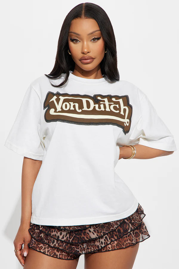 Versatile Letter Print Oversized Tee Top