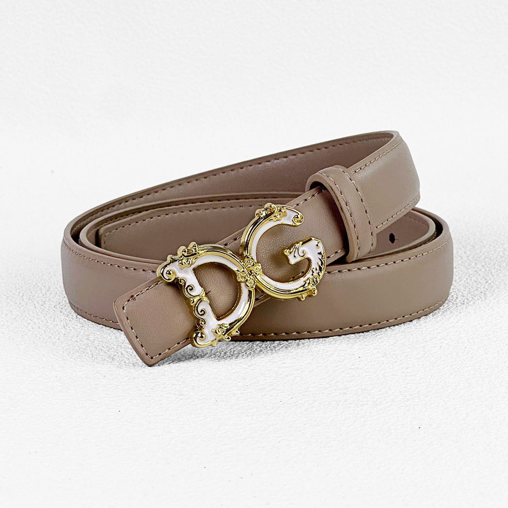 2.5cm Elegant DG Letter Buckle Belt for Women