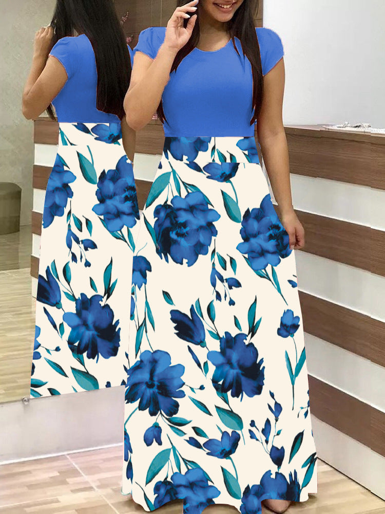 Floral High Waist Maxi Skirt with Flared Swing Silhouette