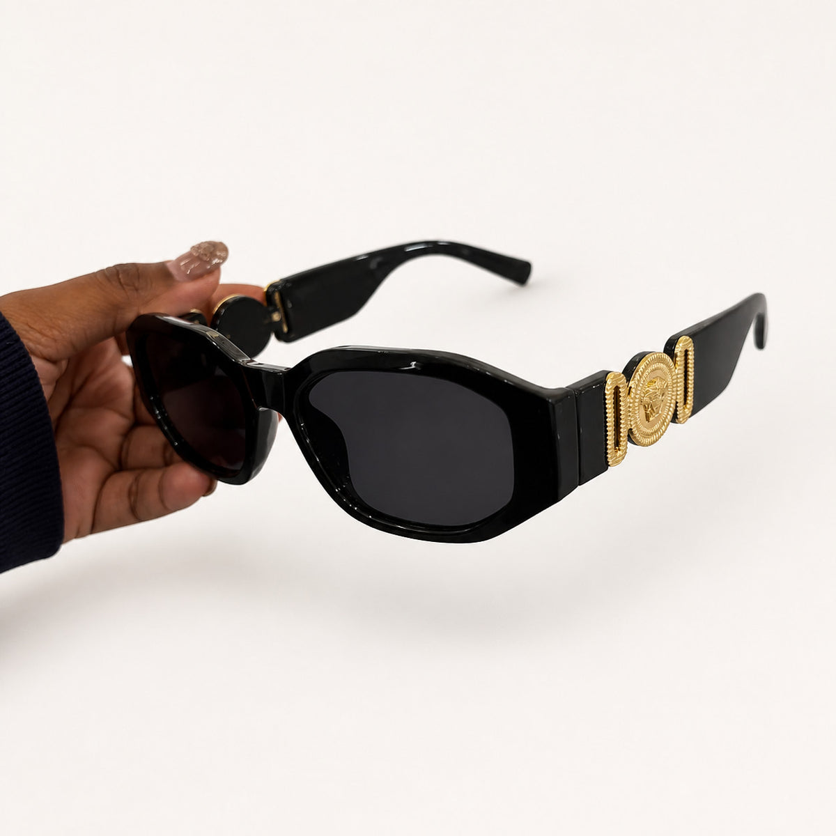 Cat Eye Sunglasses with Embellished Temple Accents and UV Protection
