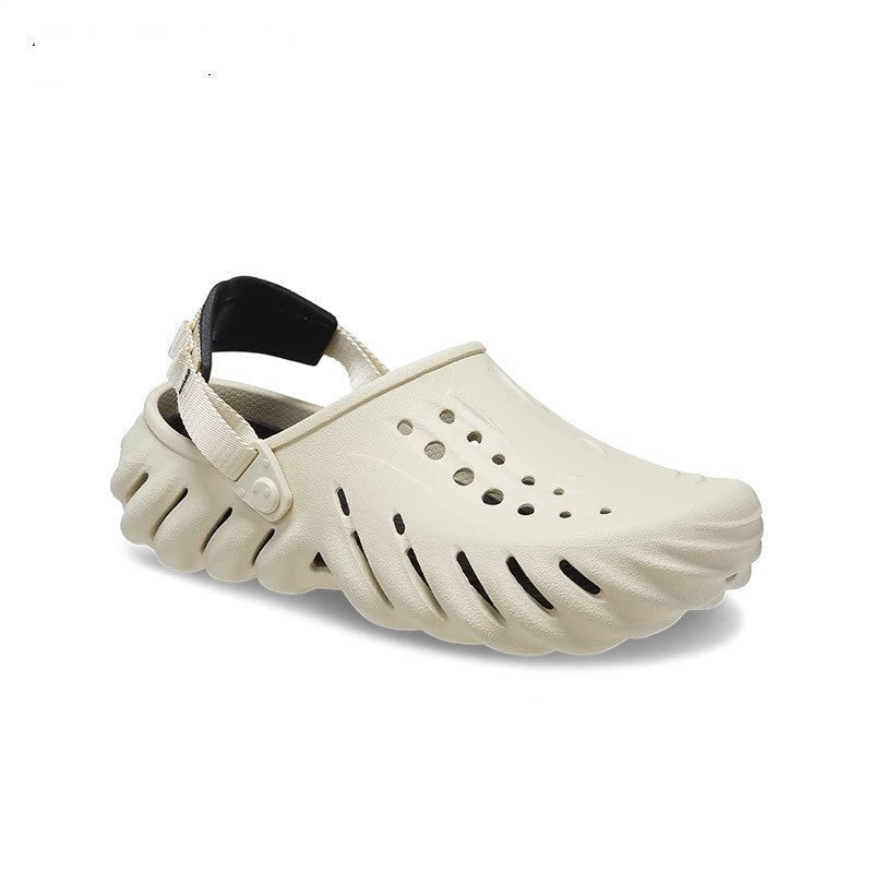 Perforated Clog Sandals with Adjustable Heel Strap