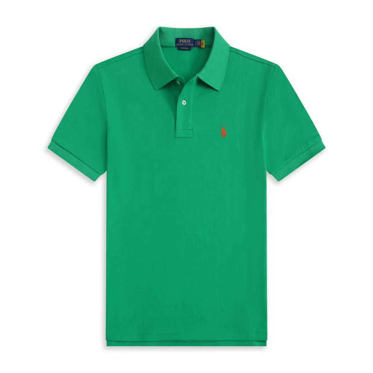 Men's Short Sleeve Polo Shirt with Ribbed Collar and Button Placket