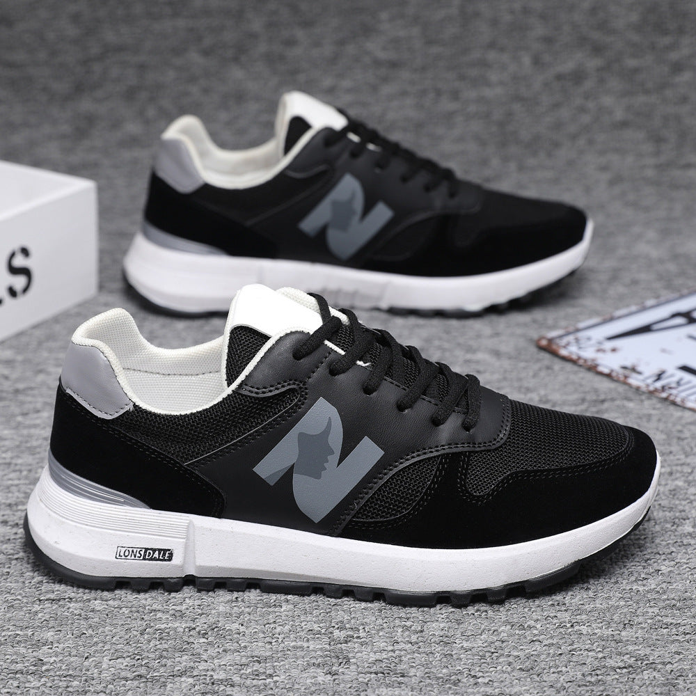 Low-Top Mesh Panel Lace-Up Sneakers with Lugged Soles