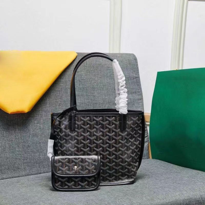 Luxe Geometric Patterned Tote Bag Mini Pouch Set