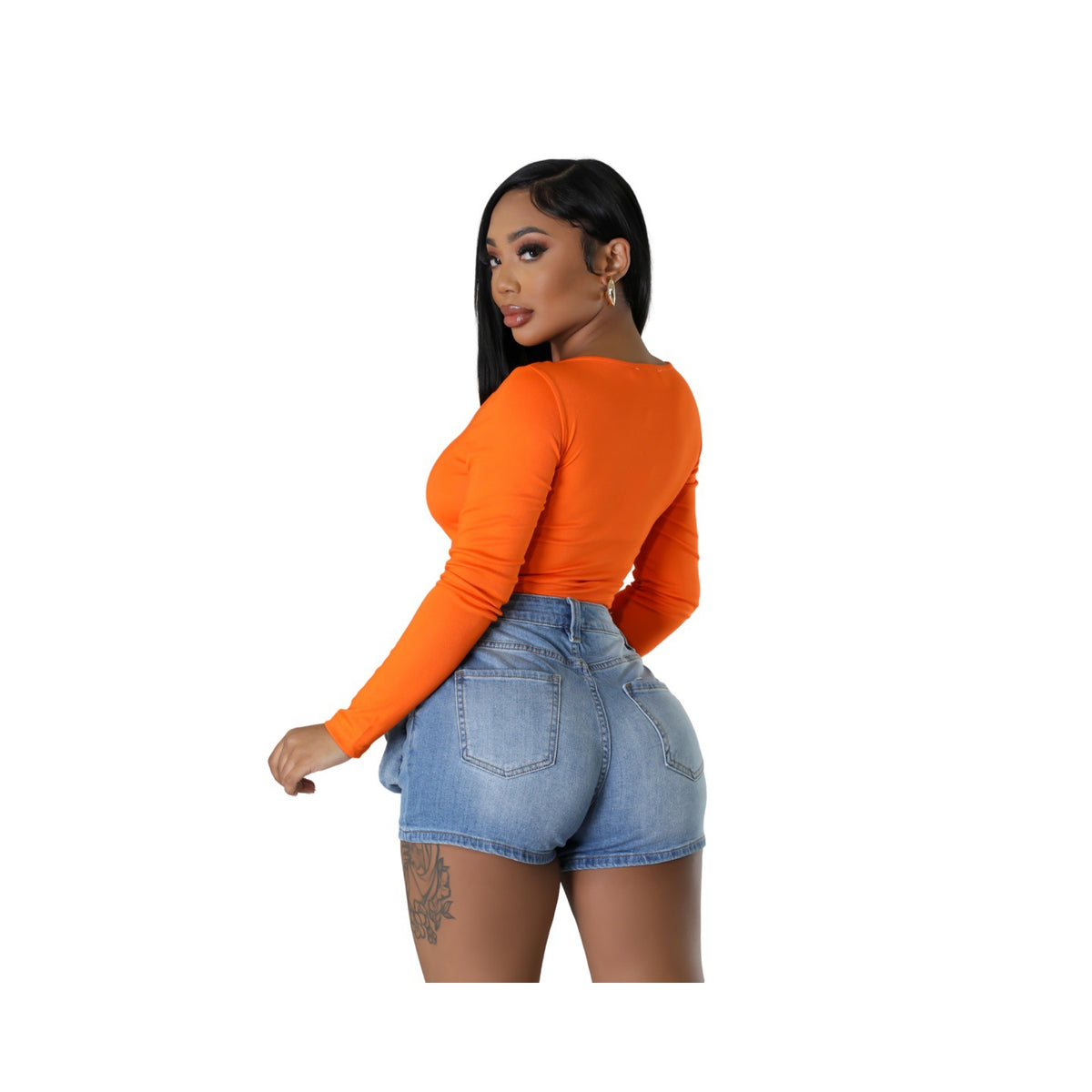Women's High-Waisted Denim Cargo Shorts with Multiple Utility Pockets