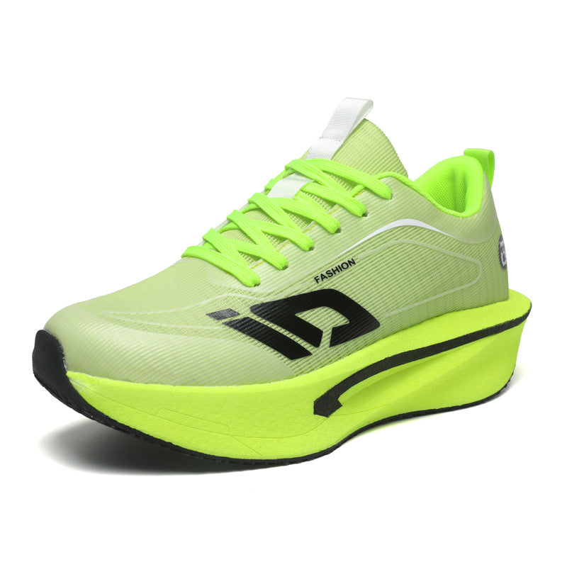 Men's Lace-Up Running Shoes with Thick Cushioned Sole