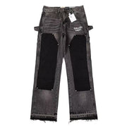 Men Cross-border foreign trade trendy brand Ga retro distressed splashed ink jeans high street straight wide-leg trousers men