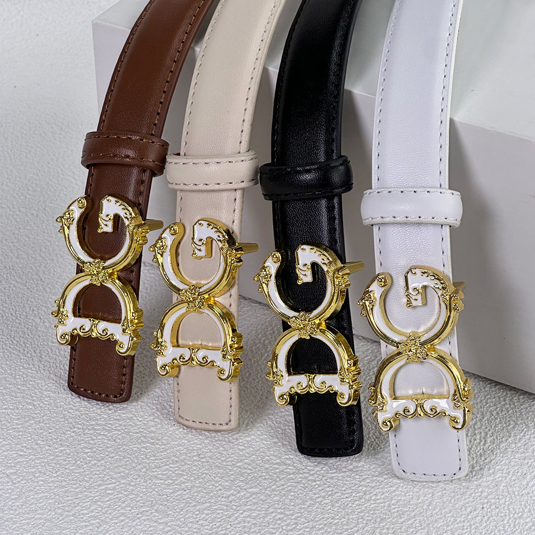 2.5cm Elegant DG Letter Buckle Belt for Women