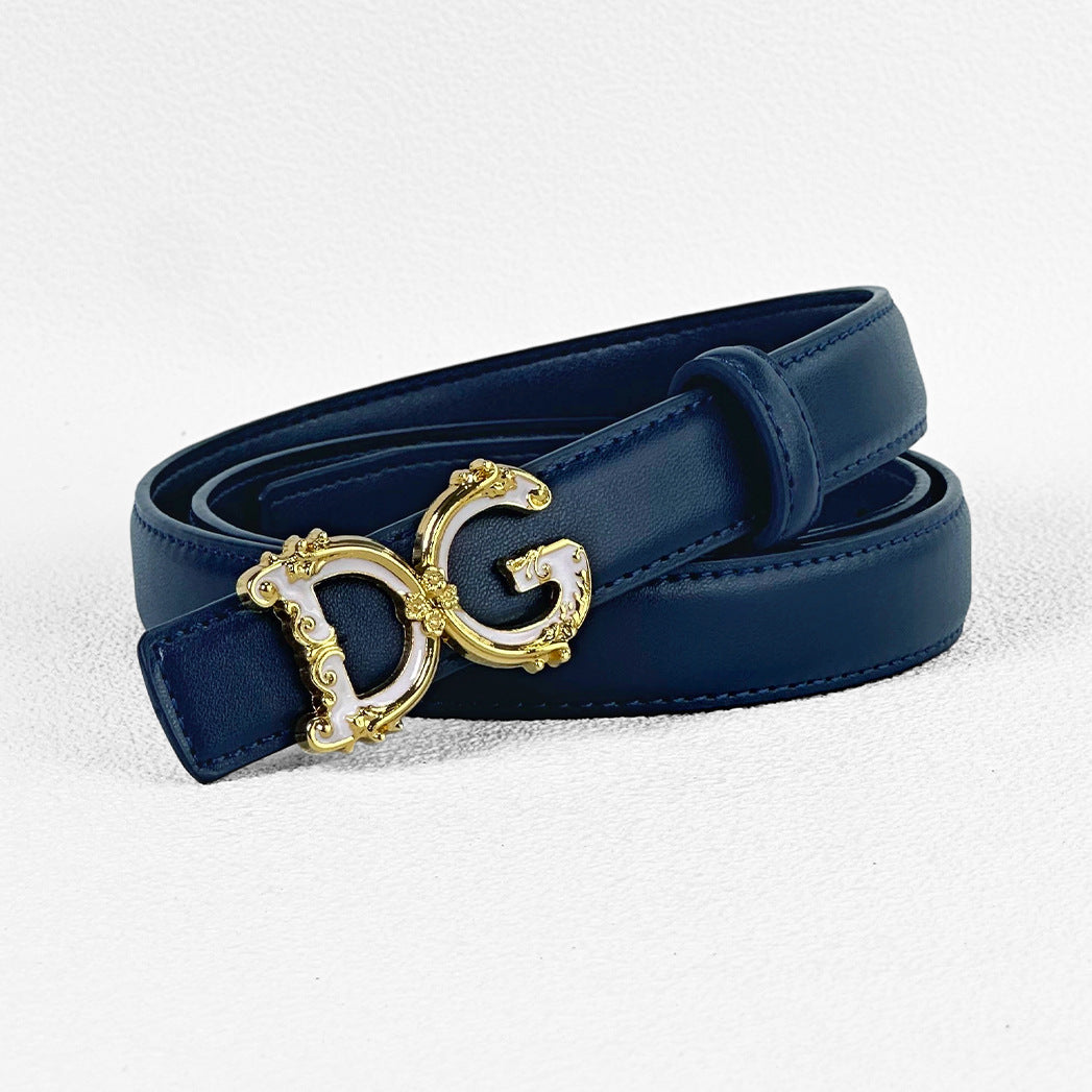 2.5cm Elegant DG Letter Buckle Belt for Women