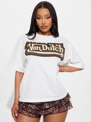 Versatile Letter Print Oversized Tee Top