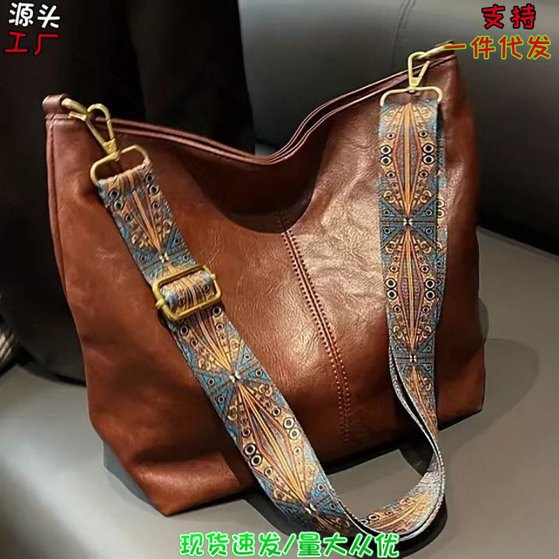 Hobo Shoulder Bag with Adjustable Patterned Strap