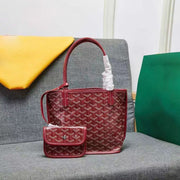 Luxe Geometric Patterned Tote Bag Mini Pouch Set