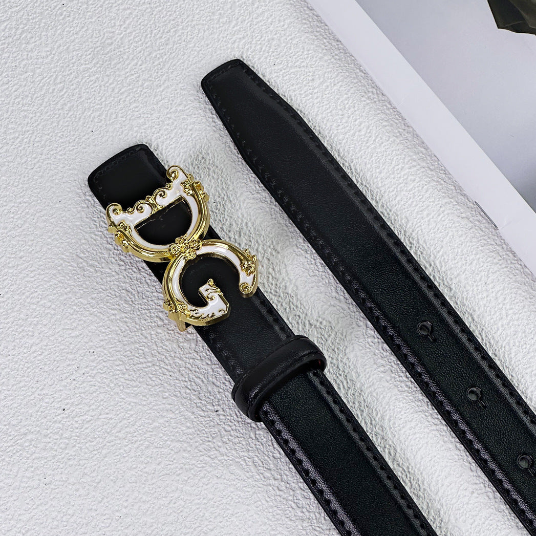 2.5cm Elegant DG Letter Buckle Belt for Women