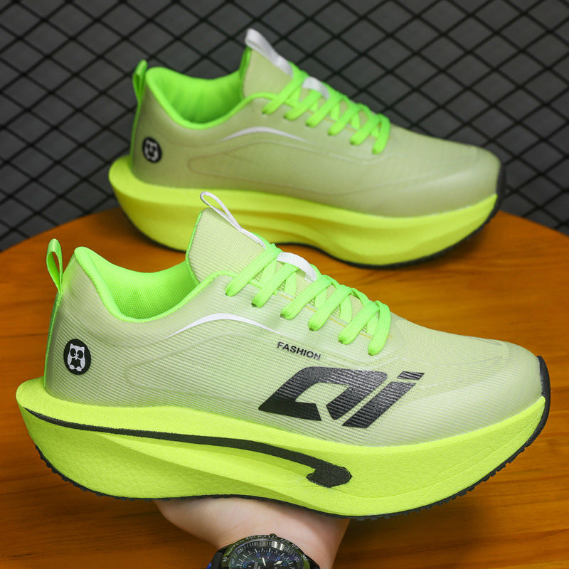 Men's Lace-Up Running Shoes with Thick Cushioned Sole