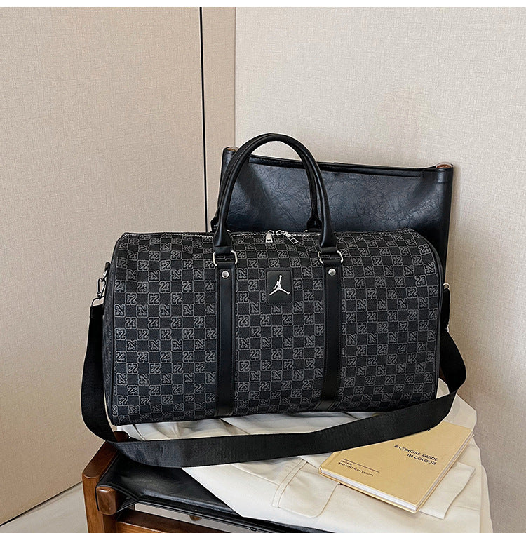 Patterned Duffel Bag with Top Handles, Zip Closure and Adjustable Shoulder Strap