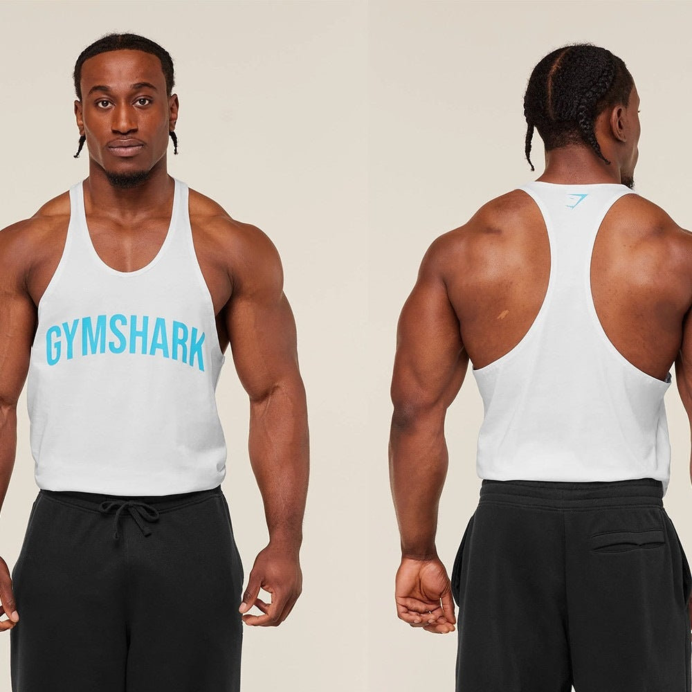 Men's Racerback Scoop Neck Training Tank Top with Graphic Print