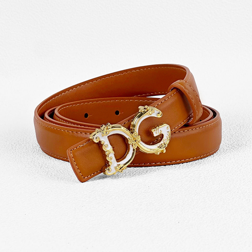 2.5cm Elegant DG Letter Buckle Belt for Women