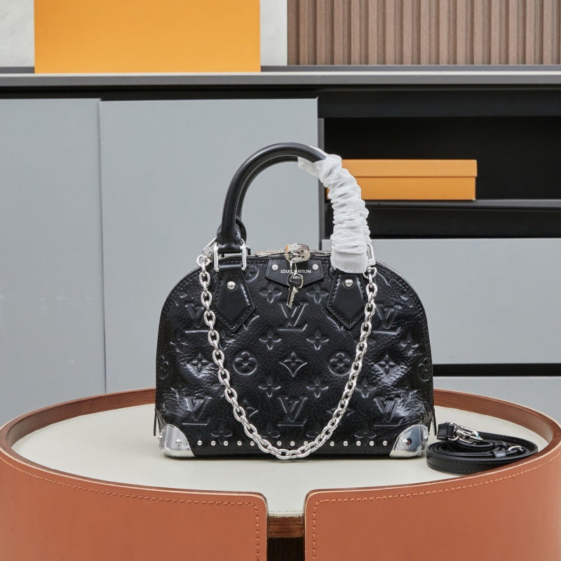 Noble Curve Satchel With Chain Handle