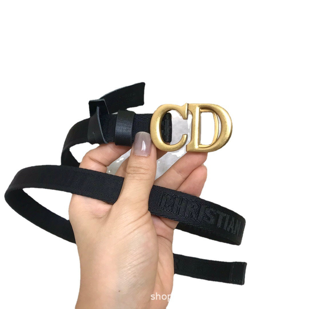 Premium Slim Monogram Buckle Belt For Women Ultra Thin Fashion Accessory Statement