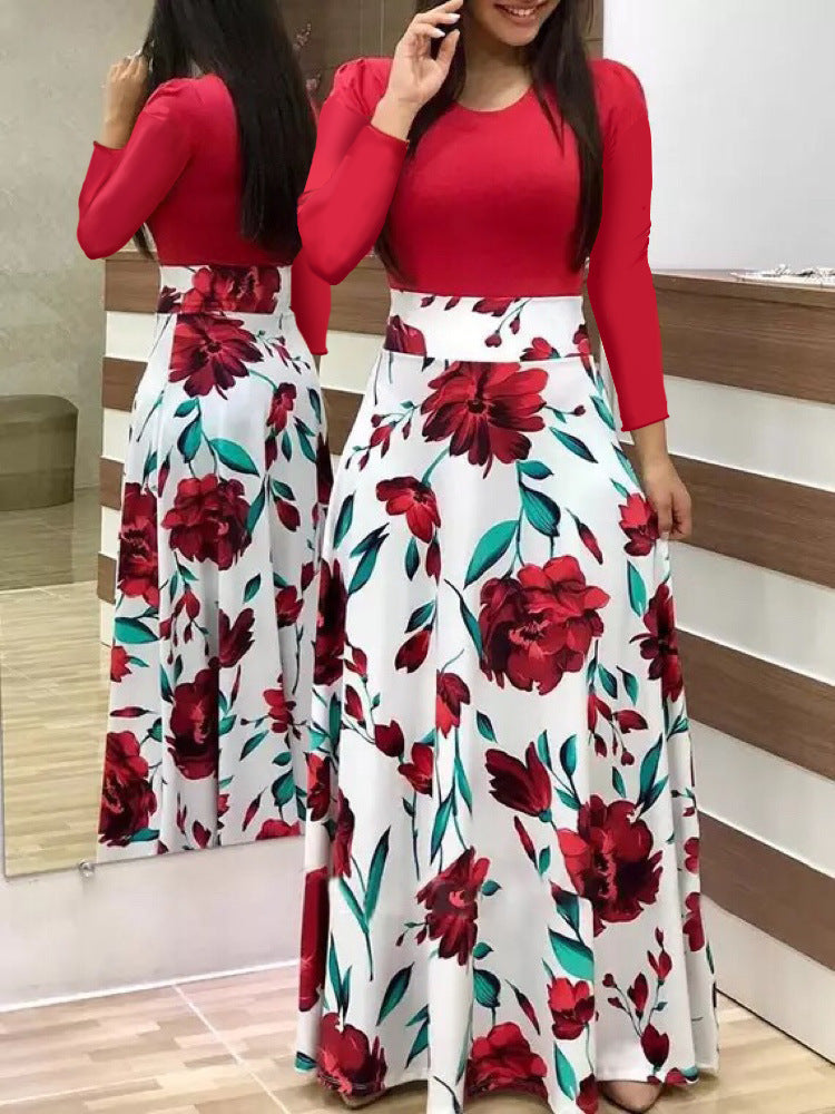 Floral High Waist Maxi Skirt with Flared Swing Silhouette