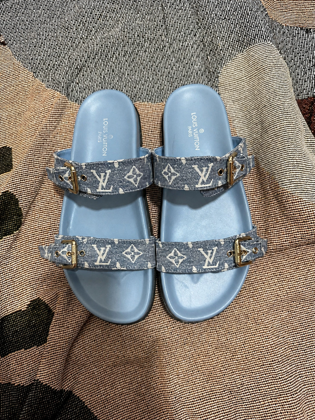 Double Buckle Two Strap Slide Sandals