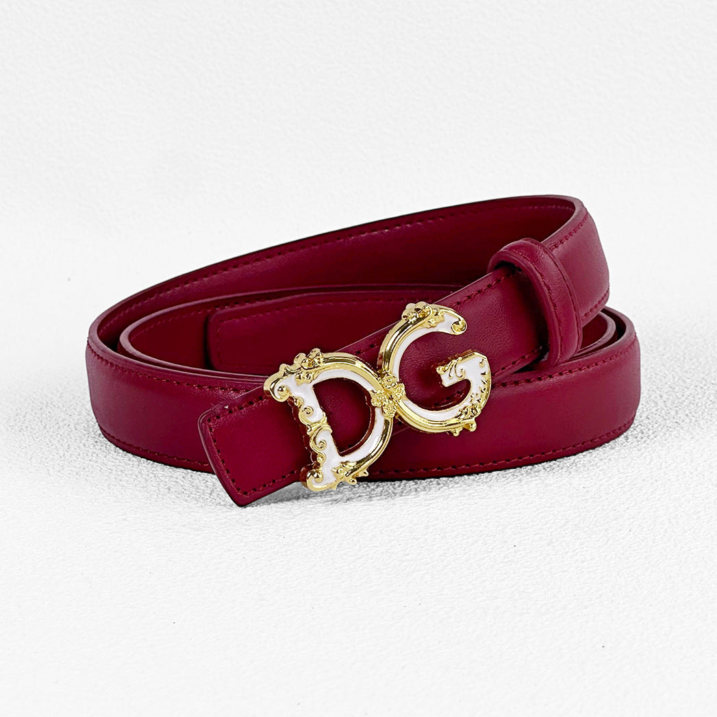 2.5cm Elegant DG Letter Buckle Belt for Women