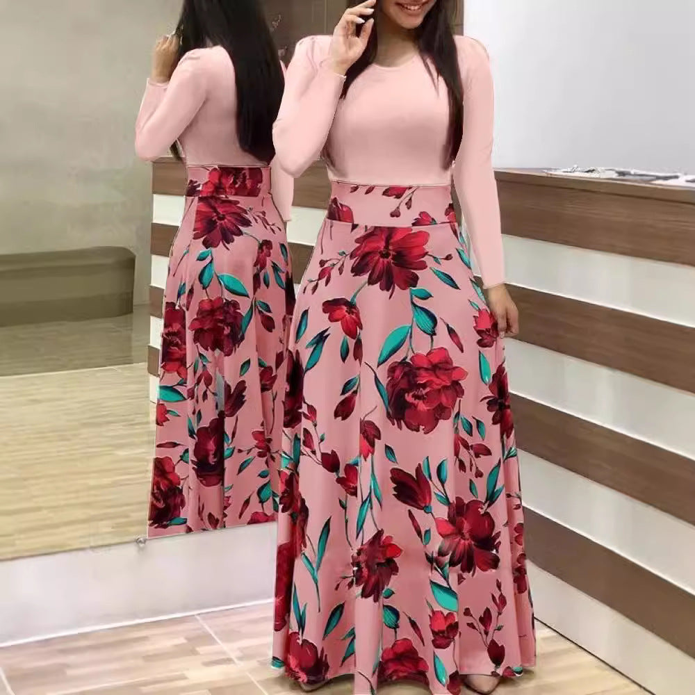Floral High Waist Maxi Skirt with Flared Swing Silhouette