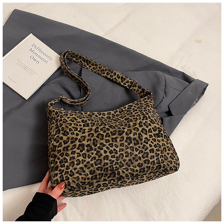 Leopard Print Slouch Shoulder Bag with Adjustable Strap