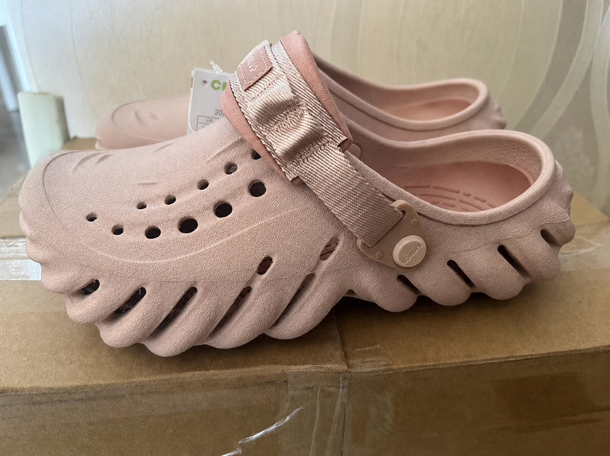Perforated Clog Sandals with Adjustable Heel Strap