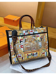 Premium Handheld Tote Bag With Bold Fashion Print For Women And Light Luxury Crossbody Strap