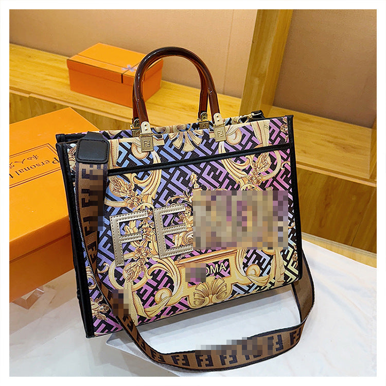 Premium Handheld Tote Bag With Bold Fashion Print For Women And Light Luxury Crossbody Strap
