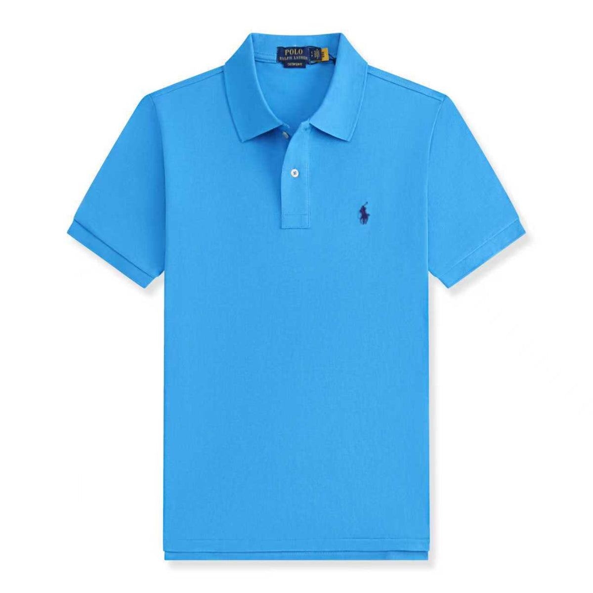 Men's Short Sleeve Polo Shirt with Ribbed Collar and Button Placket