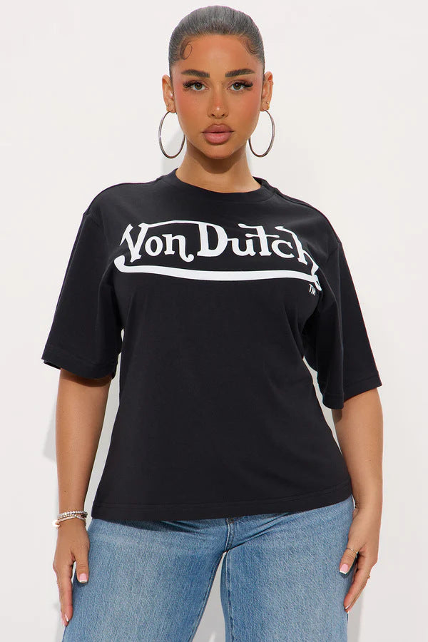 Versatile Letter Print Oversized Tee Top