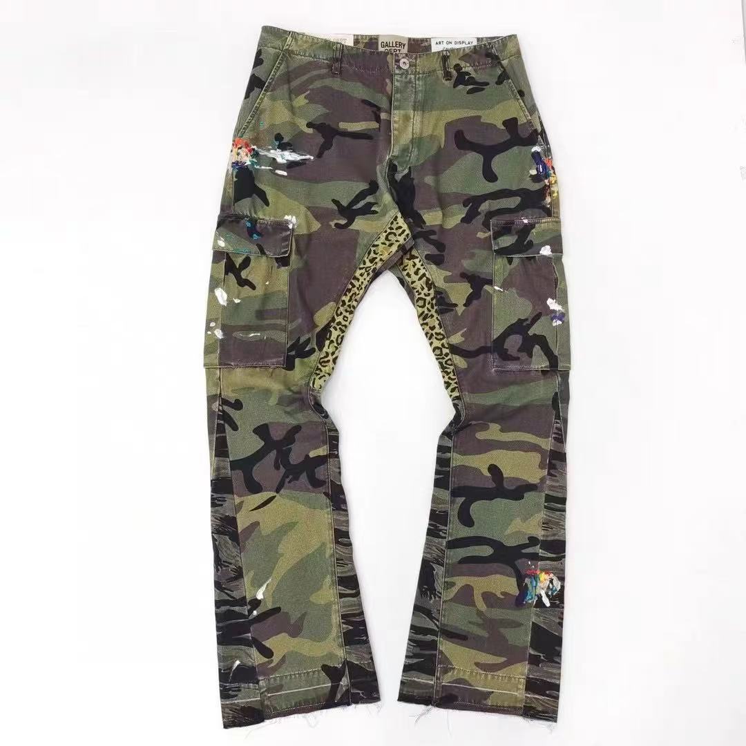 Men Cross-border foreign trade trendy brand Ga retro distressed splashed ink jeans high street straight wide-leg trousers men