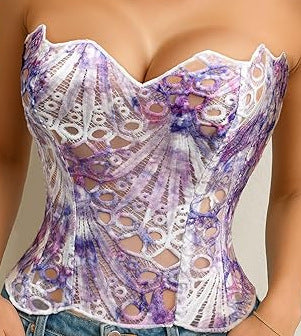 Embroidered Open Back Waist Cinching Corset for Dramatic Hourglass Silhouette and Evening Glamour