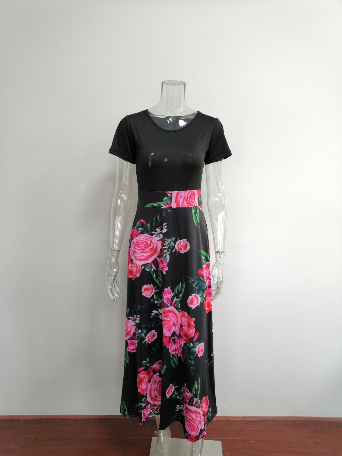 Floral High Waist Maxi Skirt with Flared Swing Silhouette