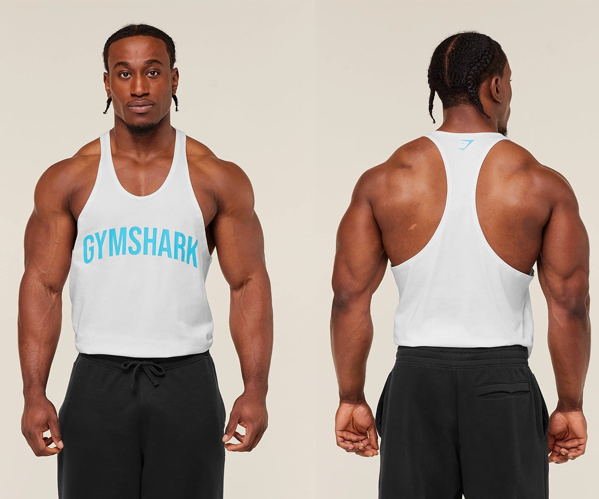 Men's Racerback Scoop Neck Training Tank Top with Graphic Print