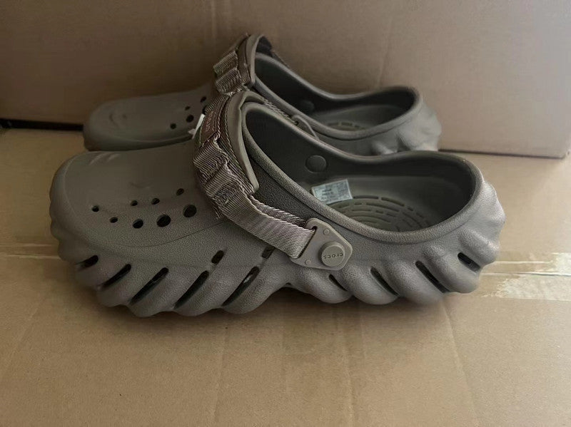 Perforated Clog Sandals with Adjustable Heel Strap