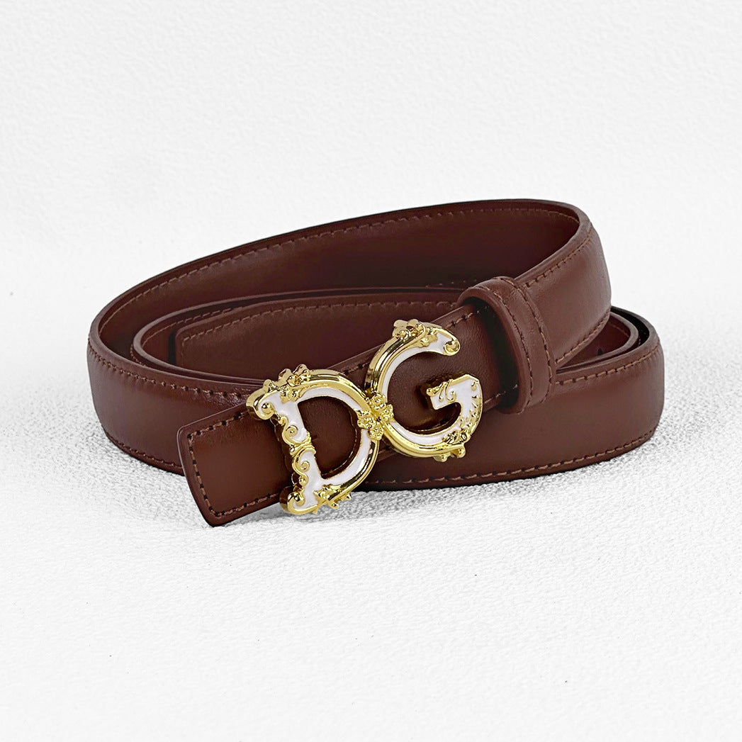 2.5cm Elegant DG Letter Buckle Belt for Women