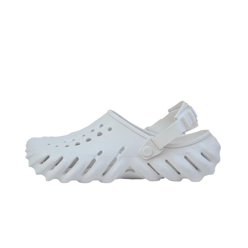 Perforated Clog Sandals with Adjustable Heel Strap