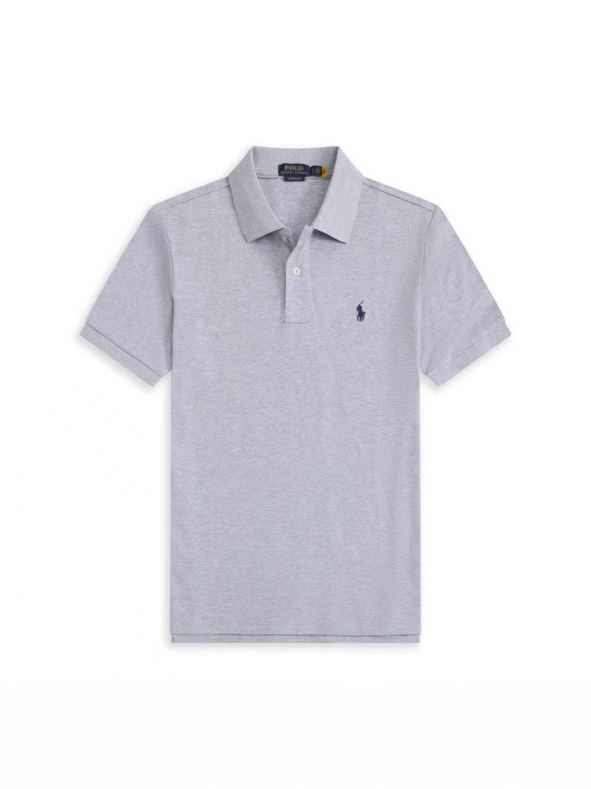 Men's Short Sleeve Polo Shirt with Ribbed Collar and Button Placket