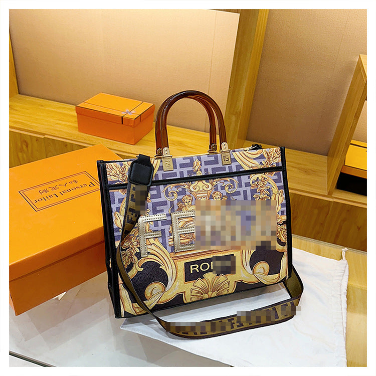 Premium Handheld Tote Bag With Bold Fashion Print For Women And Light Luxury Crossbody Strap