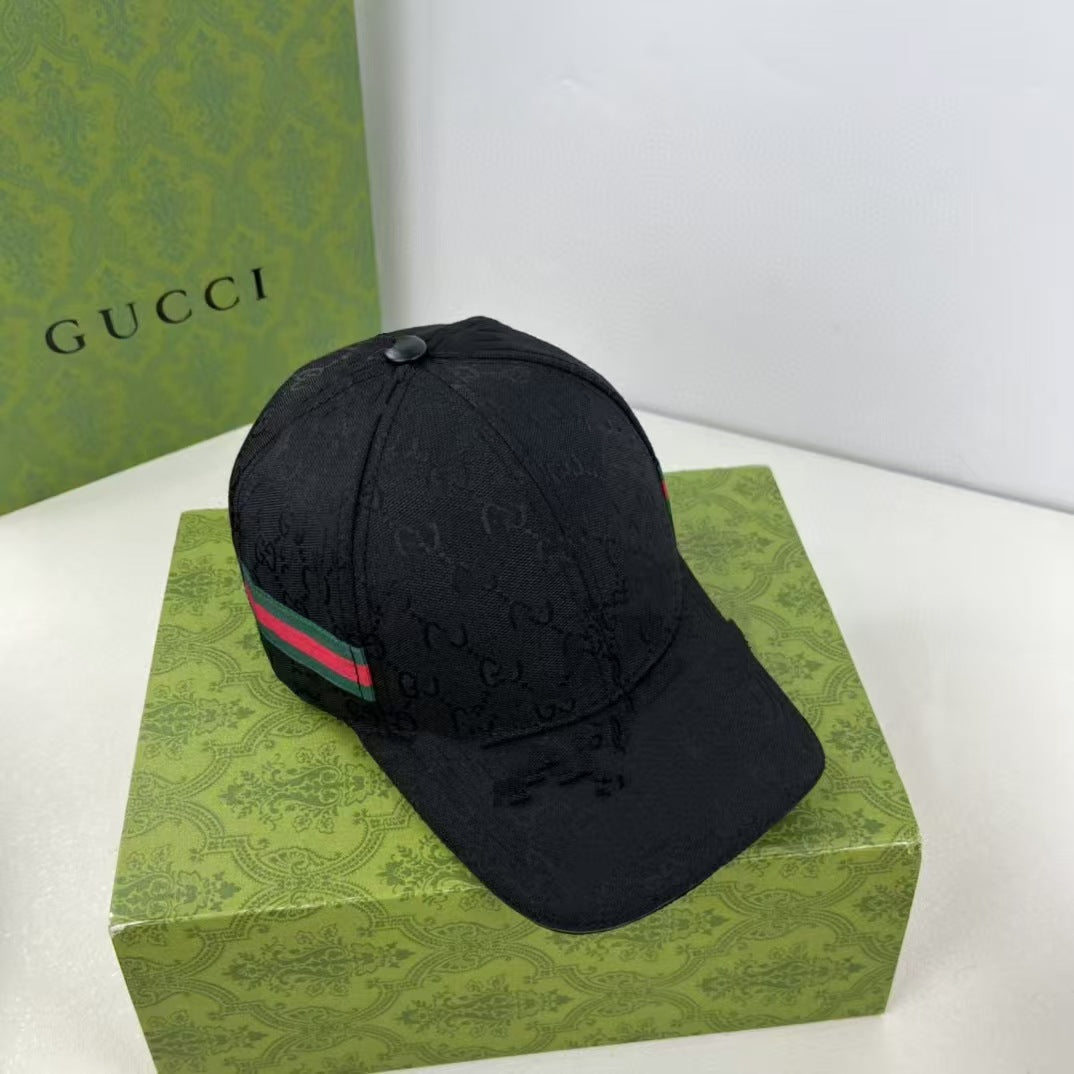 Patterned Baseball Cap with Structured Curved Brim and Contrast Stripe
