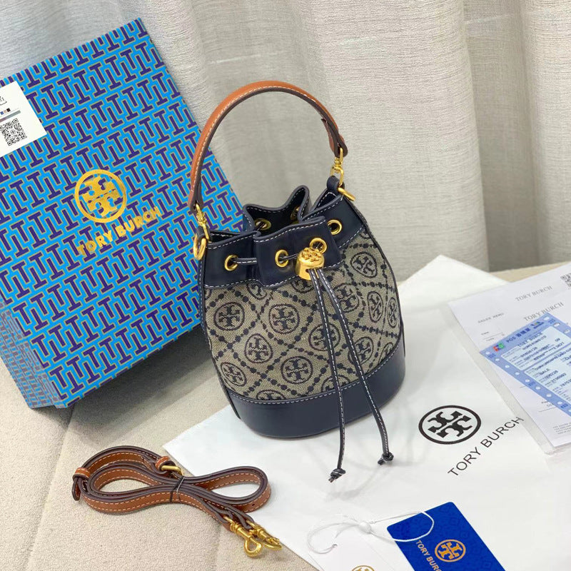 Bucket Bag with Drawstring Closure and Detachable Crossbody Strap