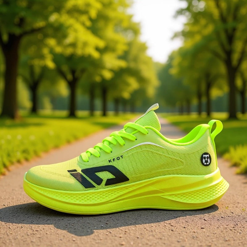 Men's Lace-Up Running Shoes with Thick Cushioned Sole